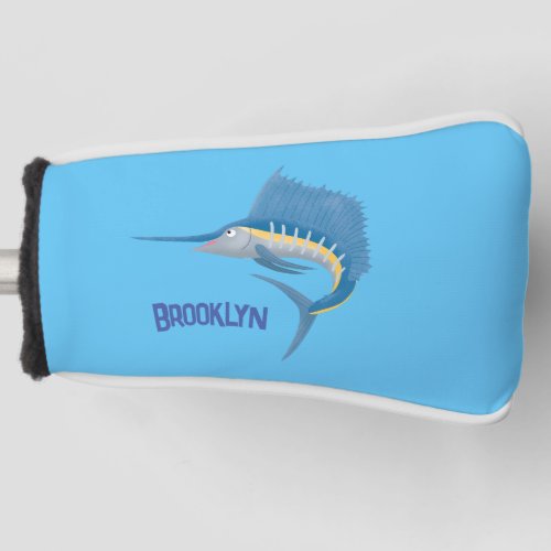 Swordfish sailfish fun cartoon illustration golf head cover