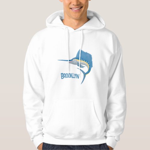 Swordfish sailfish fun cartoon illustration hoodie