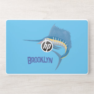 Swordfish sailfish fun cartoon illustration HP laptop skin