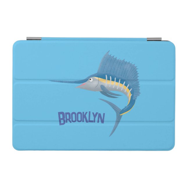 Swordfish sailfish fun cartoon illustration iPad mini cover (Horizontal)