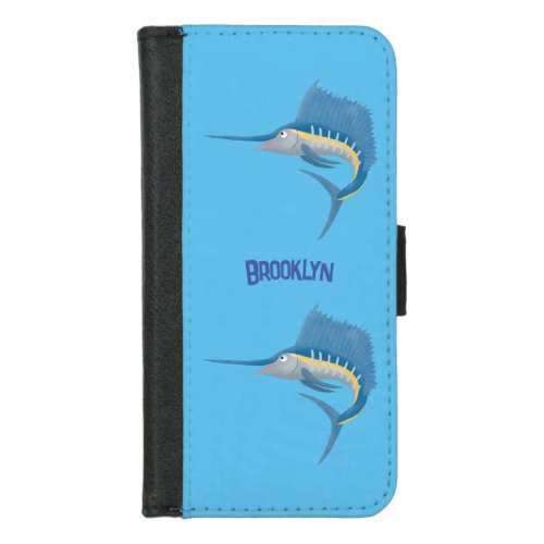 Swordfish sailfish fun cartoon illustration iPhone 87 wallet case