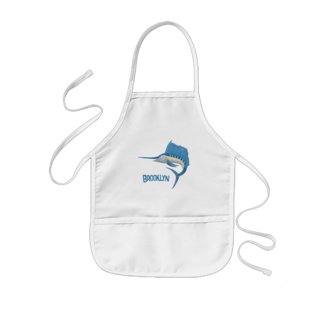 Swordfish sailfish fun cartoon illustration kids' apron (Front)