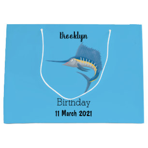 Swordfish sailfish fun cartoon illustration large gift bag