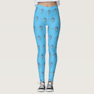 Swordfish sailfish fun cartoon illustration leggings