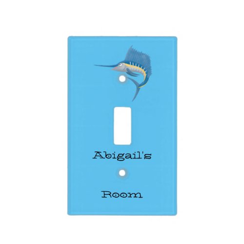 Swordfish sailfish fun cartoon illustration light switch cover