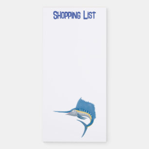 Swordfish sailfish fun cartoon illustration magnetic notepad