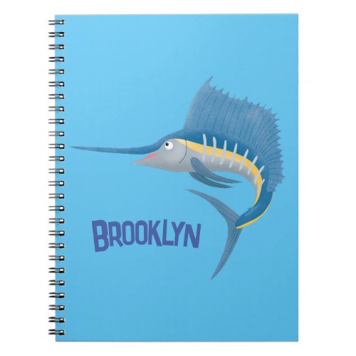 Swordfish sailfish fun cartoon illustration notebook