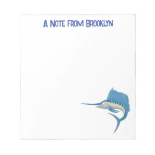 Swordfish sailfish fun cartoon illustration notepad