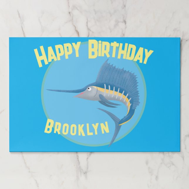 Swordfish sailfish fun cartoon illustration paper pad (Front)