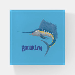 Swordfish sailfish fun cartoon illustration paperweight