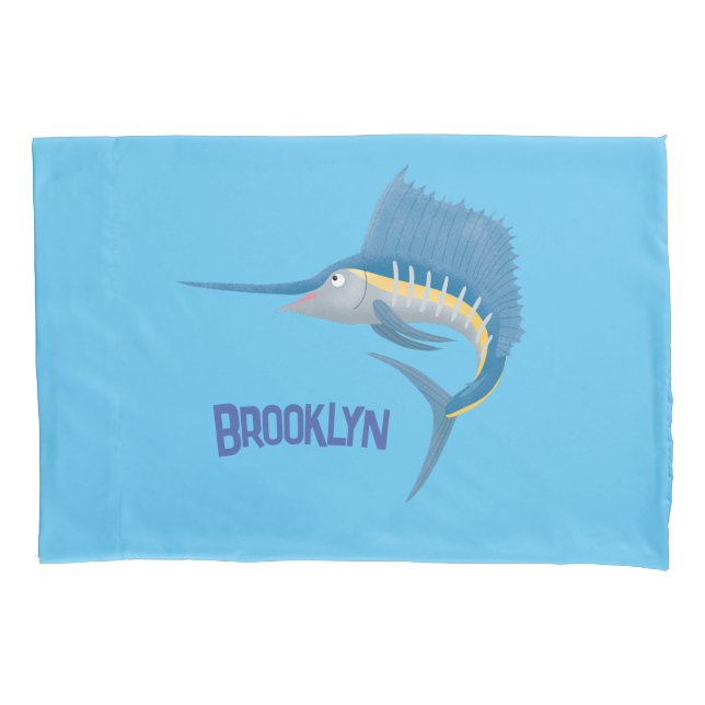 Swordfish sailfish fun cartoon illustration pillow case (Front)