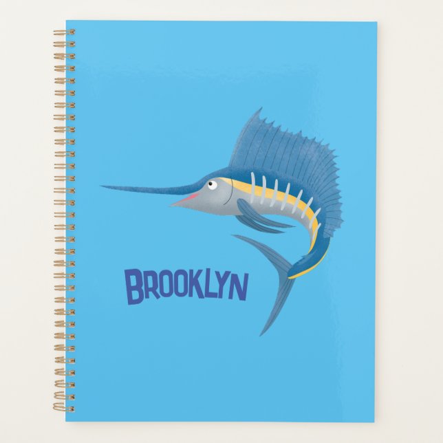 Swordfish sailfish fun cartoon illustration planner (Front)