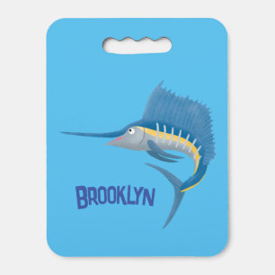 Swordfish sailfish fun cartoon illustration seat cushion