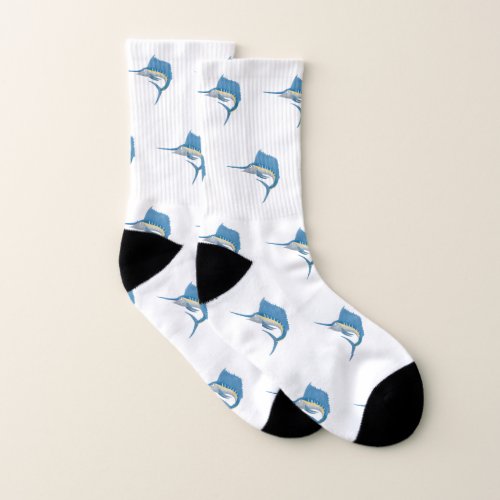 Swordfish sailfish fun cartoon illustration socks