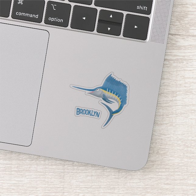 Swordfish sailfish fun cartoon illustration  sticker (Detail)