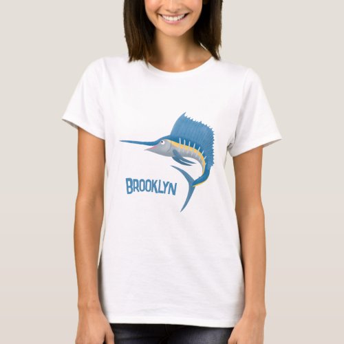 Swordfish sailfish fun cartoon illustration T_Shirt