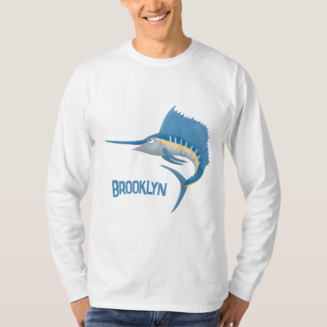 Swordfish sailfish fun cartoon illustration T-Shirt (Front)