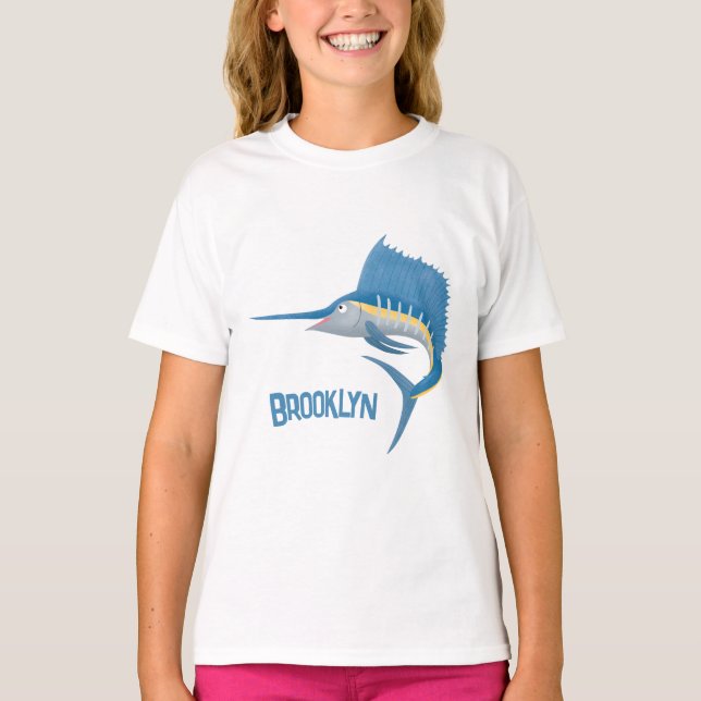 Swordfish sailfish fun cartoon illustration T-Shirt (Front)