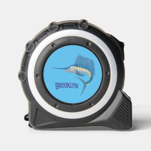 Swordfish sailfish fun cartoon illustration tape measure