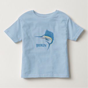 Swordfish sailfish fun cartoon illustration toddler t-shirt