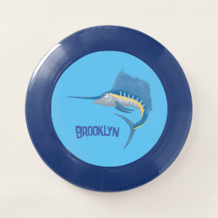 Swordfish sailfish fun cartoon illustration Wham-O frisbee