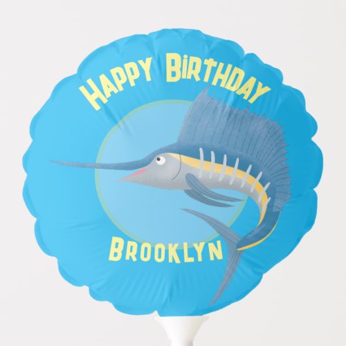 Swordfish sailfish personalized birthday cartoon  balloon