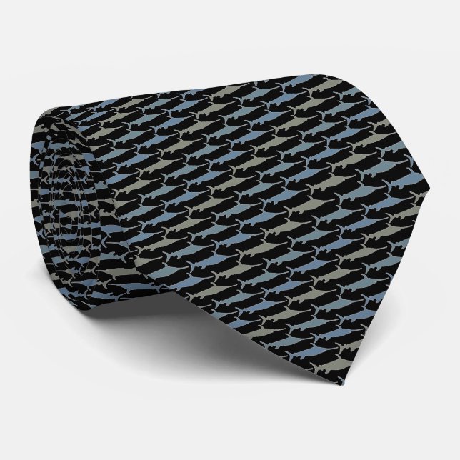 Swordfish Tie Armani Gray Black Tie (Rolled)
