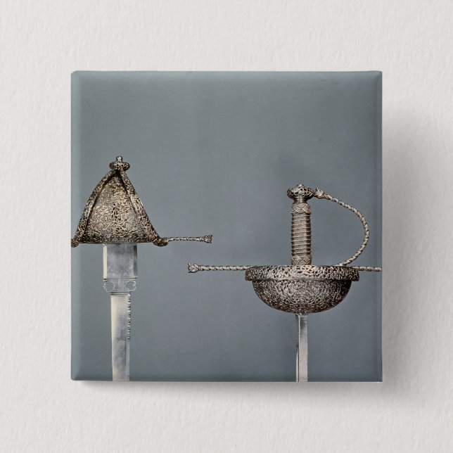 Swords: cup-hilted rapier of chiselled steel button (Front)