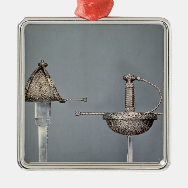 Swords: cup-hilted rapier of chiselled steel metal ornament (Front)