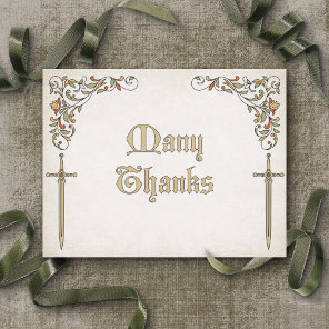 Swords Gamer Fantasy Wedding Thank You Card