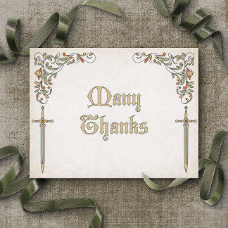 Swords Gamer Fantasy Wedding Thank You Card