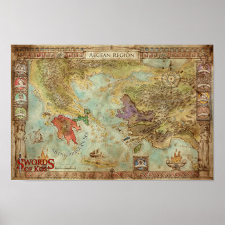 Swords of Kos: Aegean Regional Campaign Map Poster