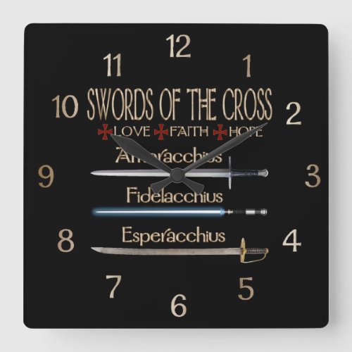 Swords Of The Cross Dresden Fans Square Wall Clock