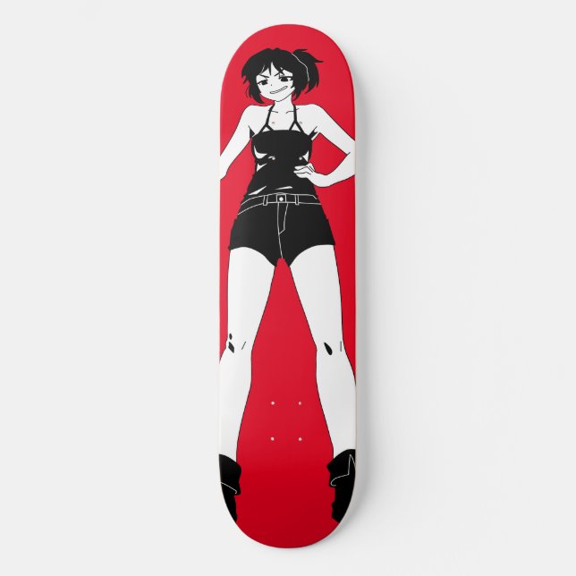 Swordswoman Anime Girl Skateboard Deck (Front)