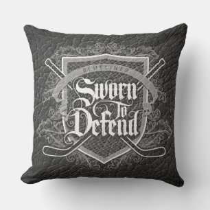 Sworn To Defend (Hockey Defenseman) Throw Pillow