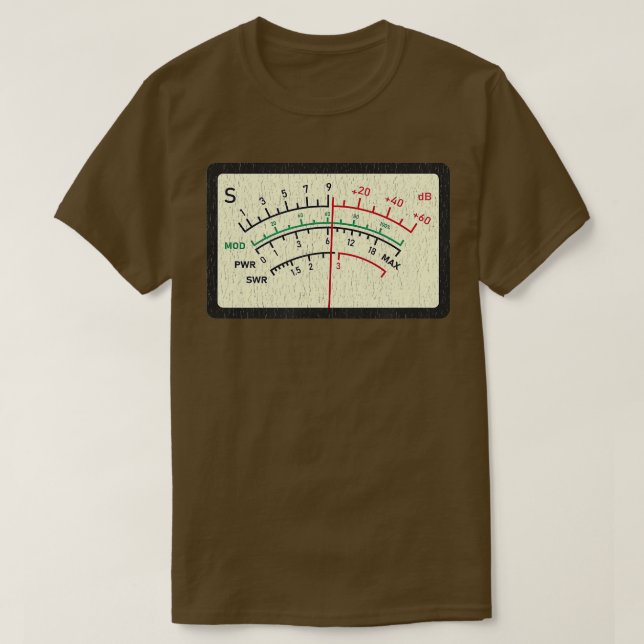 SWR Meter Amateur Ham Radio Distressed Design  T-Shirt (Design Front)