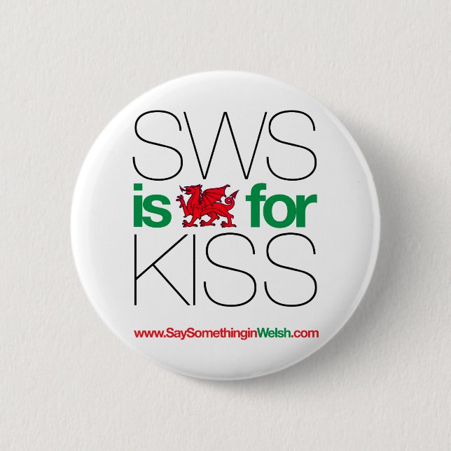 SWS is the Welsh for Kiss! Pinback Button (Front)