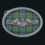 SWS Polaris Belt Buckle<br><div class="desc">Submarine Warfare Specialist badge over a Polaris style Tartan</div>