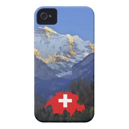 Swtzerland Jungfrau And Flag Iphone 4 Cover