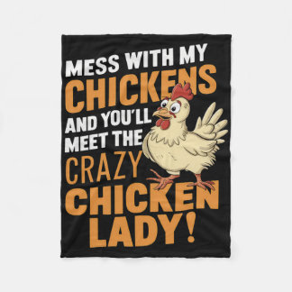 Sy Crazy Chicken Lady Warning For Poultry Lovers Fleece Blanket