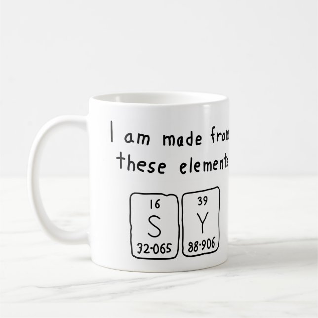 Sy periodic table name mug 3 (Left)