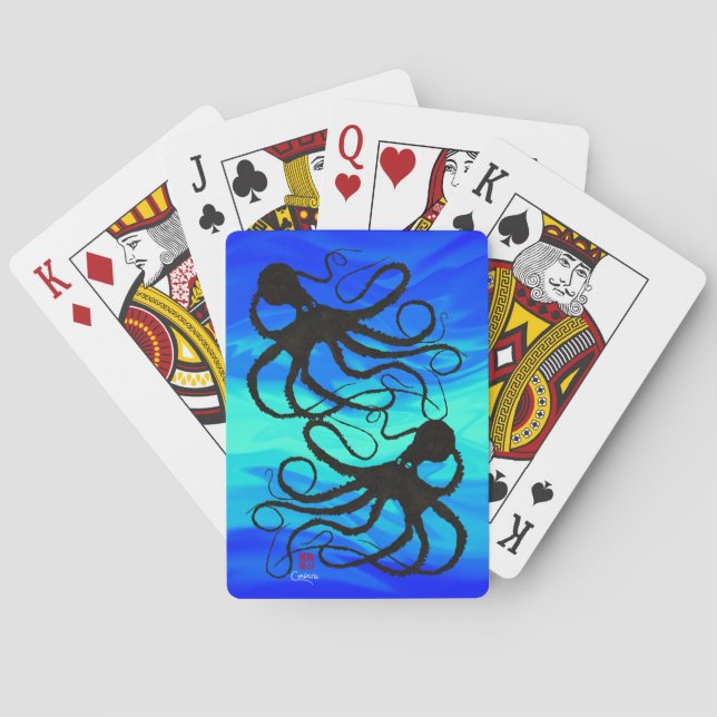 Sybille's Octopus Blu/Grn - Playing Cards (Back)