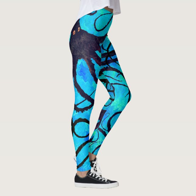 Sybille's Octopus On Aqua - Leggings (Right)