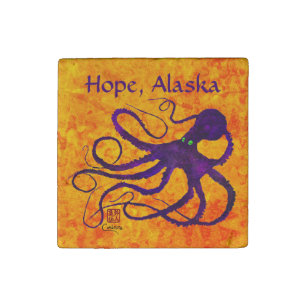Sybille's Octopus On Fire, Hope - Marble Magnet