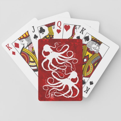 Sybilles Octopus On Red _ Bicycle Playing Cards