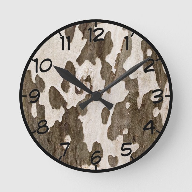 Sycamore Bark Round Clock (Front)