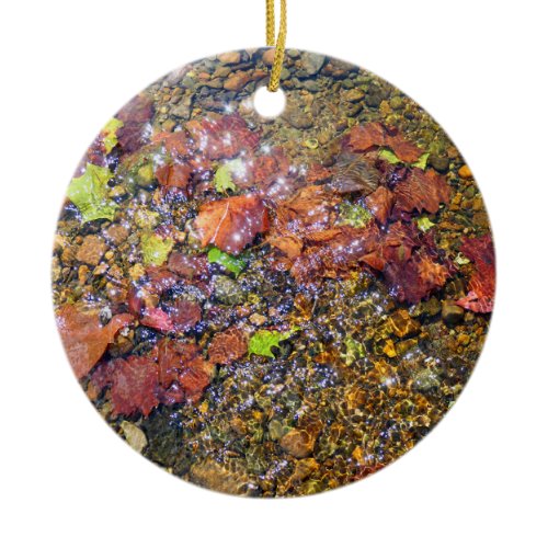 Sycamore Leaves in the Shenandoah River Ceramic Ornament