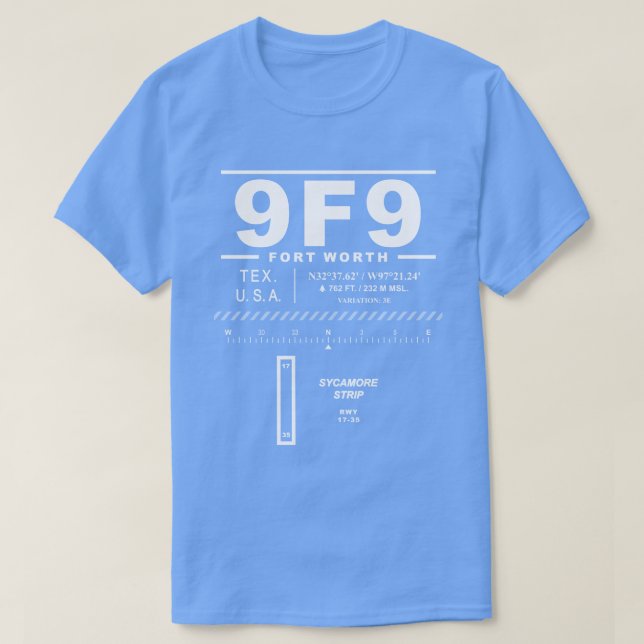 Sycamore Strip Airport 9F9 T-Shirt (Design Front)