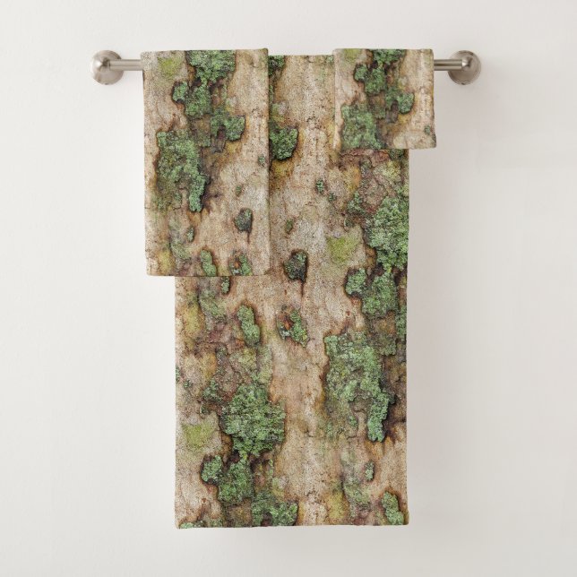 Sycamore Tree Bark Moss Lichen Bath Towel Set (Insitu)