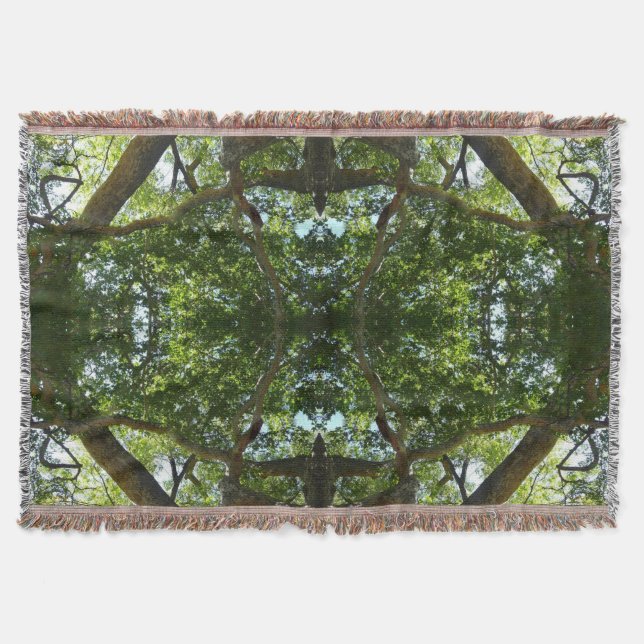 Sycamore Tree Green Nature Throw Blanket (Front)